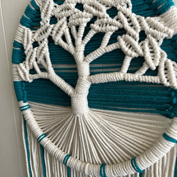 Macrame Living Tree Turquoise and off White - Picture 4 of 7